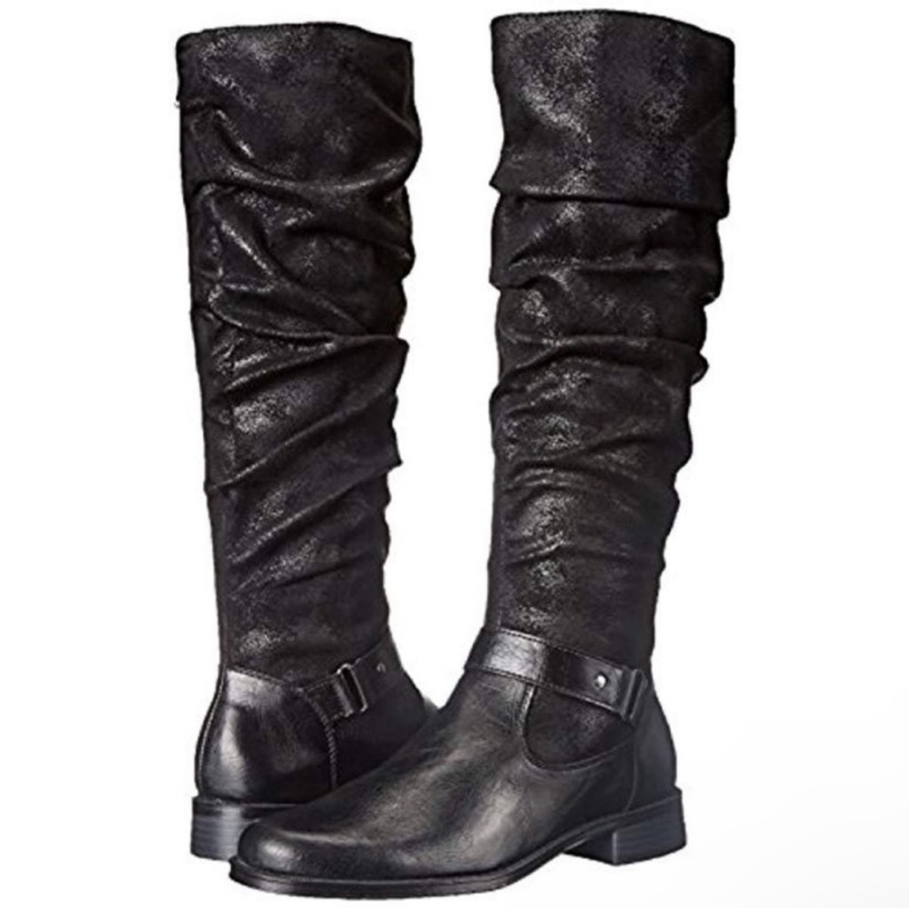 A2 By Aerosoles Ride With Me Slouch Wide Calf Black Boots 8.5M
